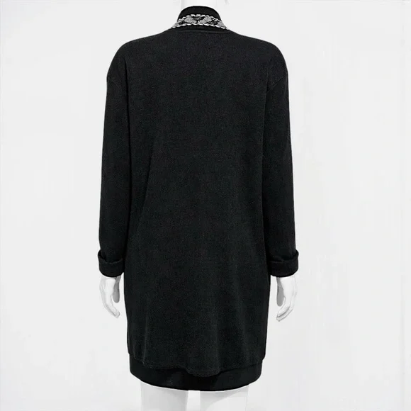 High Secret’s Black & White Crystal-Embellished Knit Sweater Jacket – Size XL - Picture 7 of 8